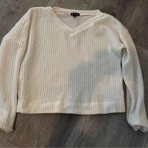 White Ripped Crop Sweater